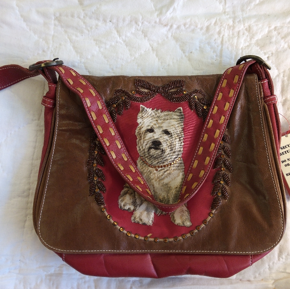 Isabella Fiore westie terrier dog shoulder bag purse